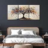 Hotuijxca Tree of Life Canvas Wall Art, Tree of Life Painting, Tree of Life Pictures Wall Decor, Colorful Canvas Wall Art, Tree of Life Wall Art for Living Room, Bedroom, Office (16' x 24' x 3 pcs)