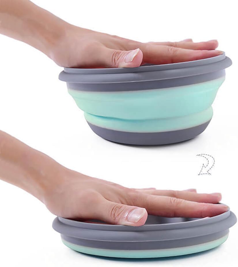 Kedisec Set of 3 Collapsible Silicone Bowl with Lid - Portable Lunch Box for Picnic Camping, Outdoors (300 ml+600 ml+900 ml) (Green) - Image 2