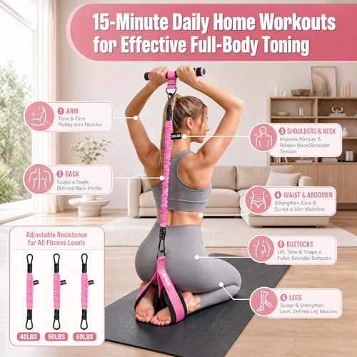 Image of WHATAFIT Pedal Resistance Band with Handles & Ankle Straps 3-Level Home Gym