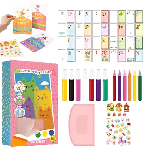 Regenbogen Kratzbilder für Kinder, 20 Stück DIY Rainbow Scratch Painting, Kreative Regenbogen Kratzmalerei Punktkunst mit Aquarell Stiftpigment, Geeignet für Kindergeburtstage und Partyaktivitäten