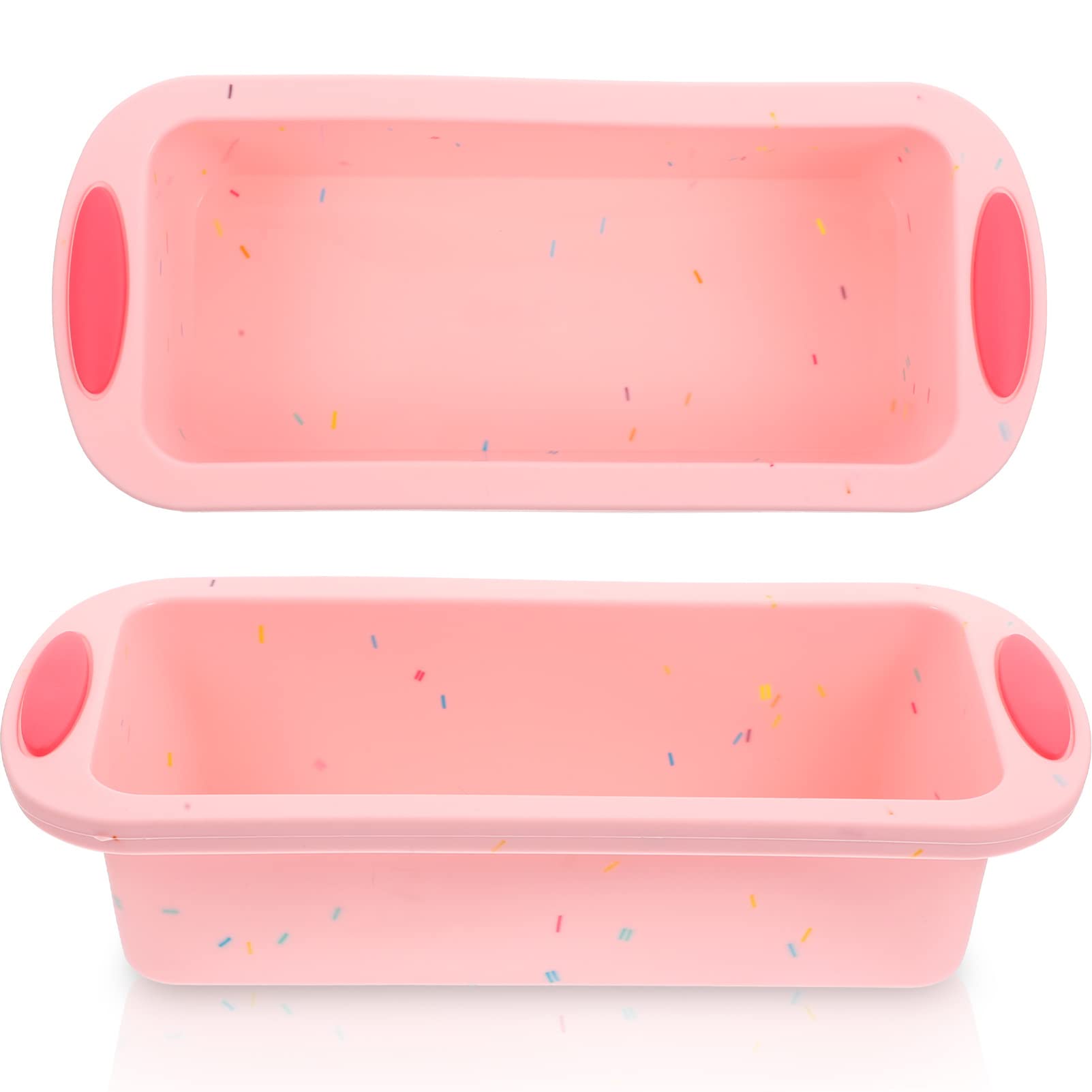 KICHOUSE Loaf Pans Pink Silicone Holiday Breads Molds Release Handle for Meatloaf Quiche Candy Non-stick Diy Making Easy Banana Home Nonstick Homemade Household Design Cake with Bread
