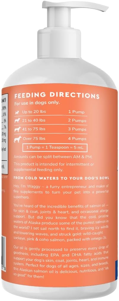 Premium Wild Alaskan Salmon Oil for Dogs – MSC Certified Wild Alaskan Fish Oil for Skin & Coat, Hip & Joints, Allergies & Itchy Skin- Omega 3 Fish Oil for Dogs with Sockeye Salmon Oil (32oz)