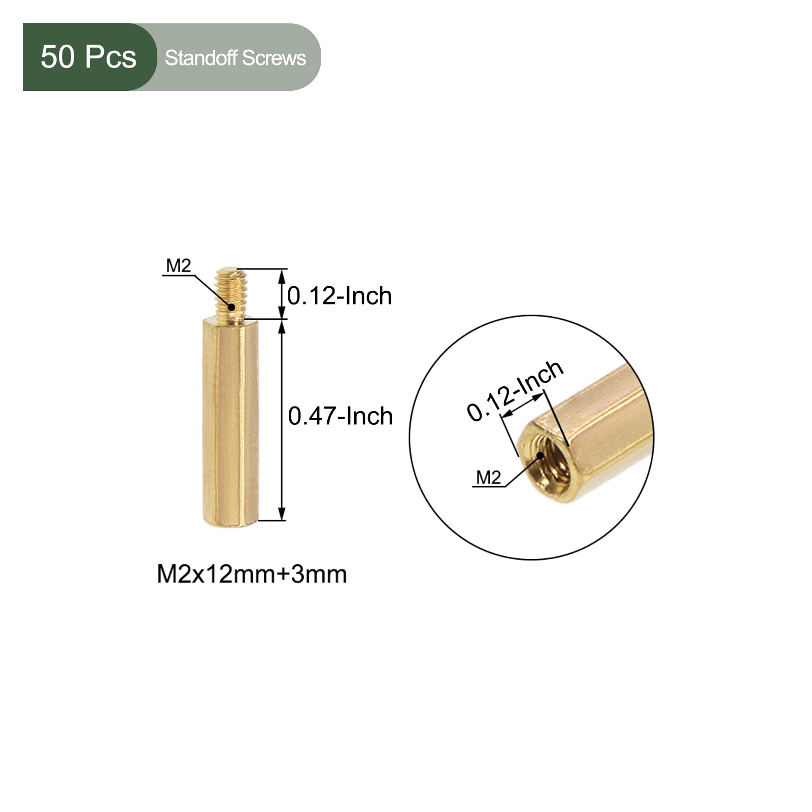 YOKIVE 50 Pcs M2 Standoff Screws, Brass Hex PCB Standoffs, Keep Height Consistent, Great for Motherboard (Gold Tone, 12mm+3mm) - Image 2