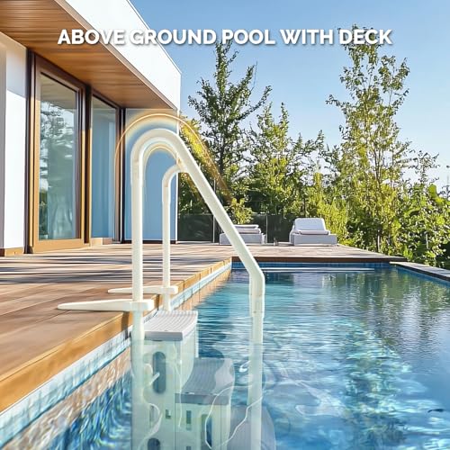 VINGLI Pool Ladder Heavy-Duty Safety Step for Above Ground Pools Stair Entry System with Handrails, White and Grey (White &Gray, 4 Steps)