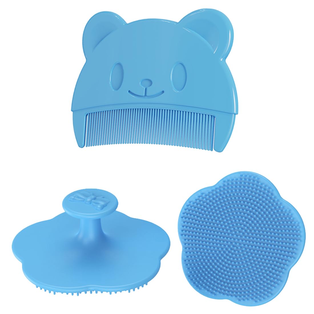 SGERUFZ 2 pezzi pettine per rimuovere crosta lattea del bambino, morbido in silicone, spazzola e pettine per bambino, spazzola shampoo + pettine per la tua ragazza
