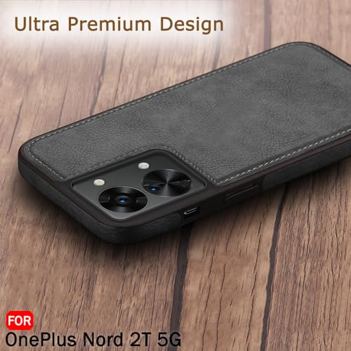 Image of TheGiftKart Genuine Leather Finish Back Case for OnePlus Nord 2T 5G | ShockProof Design | Raised Edges for Camera & Screen Protection | Stunning Minimalist Case Compatible with OnePlus Nord 2T (Black)