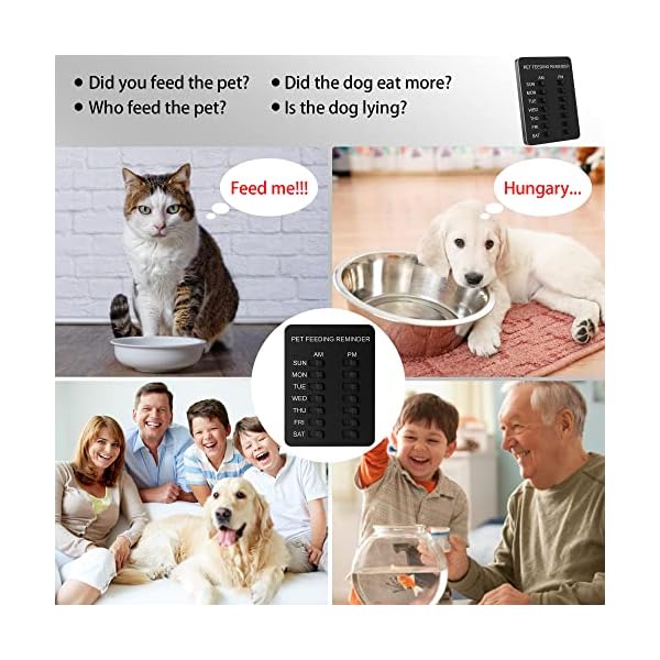 YARKOR-Pet-Feeding-Reminder-Magnetic-Reminder-Sticker-Daily-Indication-Chart-Feed-Your-Pets-Easy-to-Stick-on-Any-Smooth-Surface-Better-Care-for-Your-Pets-Black Pet Feeding Reminder