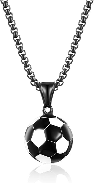 Yaomiao Football Necklace Stainless Steel Soccer Charm Necklace Football Gifts for Girls Boys Kids Unisex Jewelry with Chain