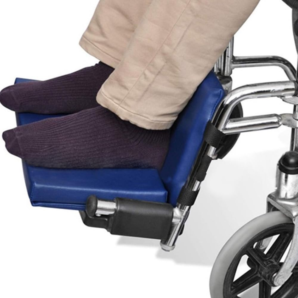 Extensión de reposapiés para silla de ruedas con ajuste de altura fácil de mantener, almohadillas para las piernas, accesorios de cuero y algodón, azul, moderno, ergonómico, antideslizante (S)
