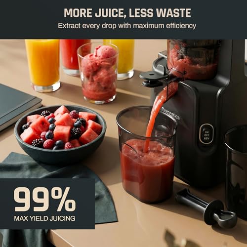 Image of Domestica Dripdrop Pro Cold Press Juicer for Home | All in One Slow Juicer for Fruits, Veggies & Nut Milk, BLDC Motor | High Juice Yield | Reverse Function, Easy Cleaning, 137mm Wide Chute