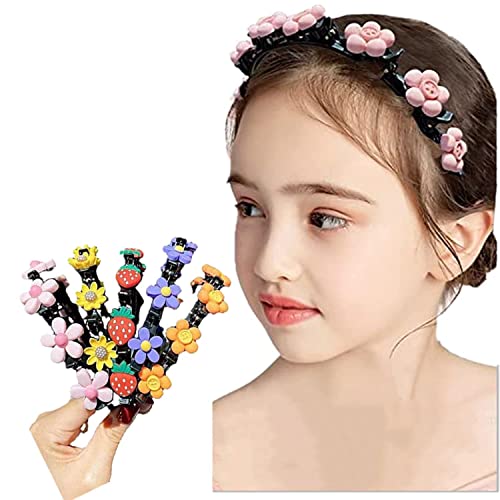 5 Pcs Girl Sweet Princess Hairstyle Hairpin, Double Layer Cartoon Headbands with Clips Twist Plait Hair Tools, Double Bangs Hairstyle Hairpin Headband â€‹for Women and Kids (A)