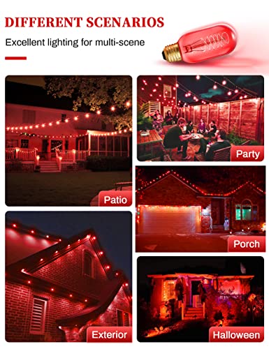 Doresshop Red Edison Light Bulbs, Colored Incandescent Light Bulbs, 110-130 Volts, E26/E27 Base Dimmable Filament Bulbs For Outdoor And Indoor, Holiday Decoration, Party, Bar, 4 Pack #TOP6