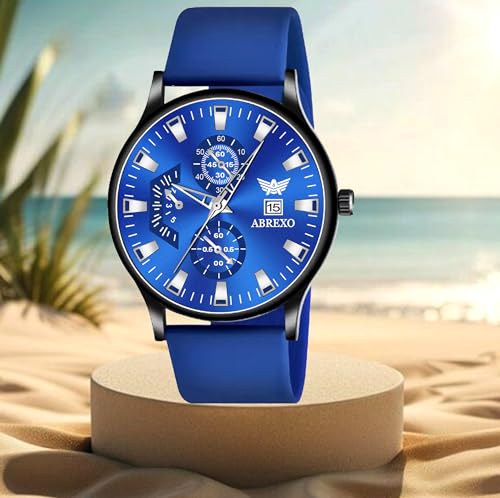 Image of Speed-Master Series Round Dial Date Working Silicone Strap Analog Quartz Mechanism Boys Watch for Men
