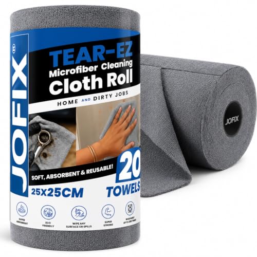 Image of Microfiber Cleaning Cloth Roll, 20 Pcs, Reusable & Washable, Ultra Absorbent Lint-Free Microfiber Towels, Tearable Cleaning Sheets for Kitchen, Home, Car & Glass Cleaning, Grey (Pack of 50)