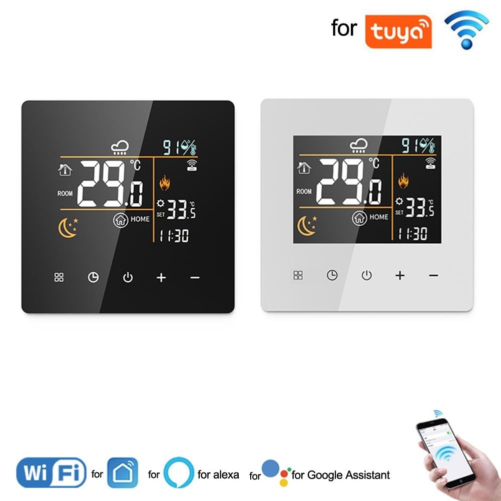 Regolatore di temperatura digitale per Tuya, termostato e igrometro Smart WiFi, telecomando WiFi K9 Touch LCD con schermo a colori (nero-25A)
