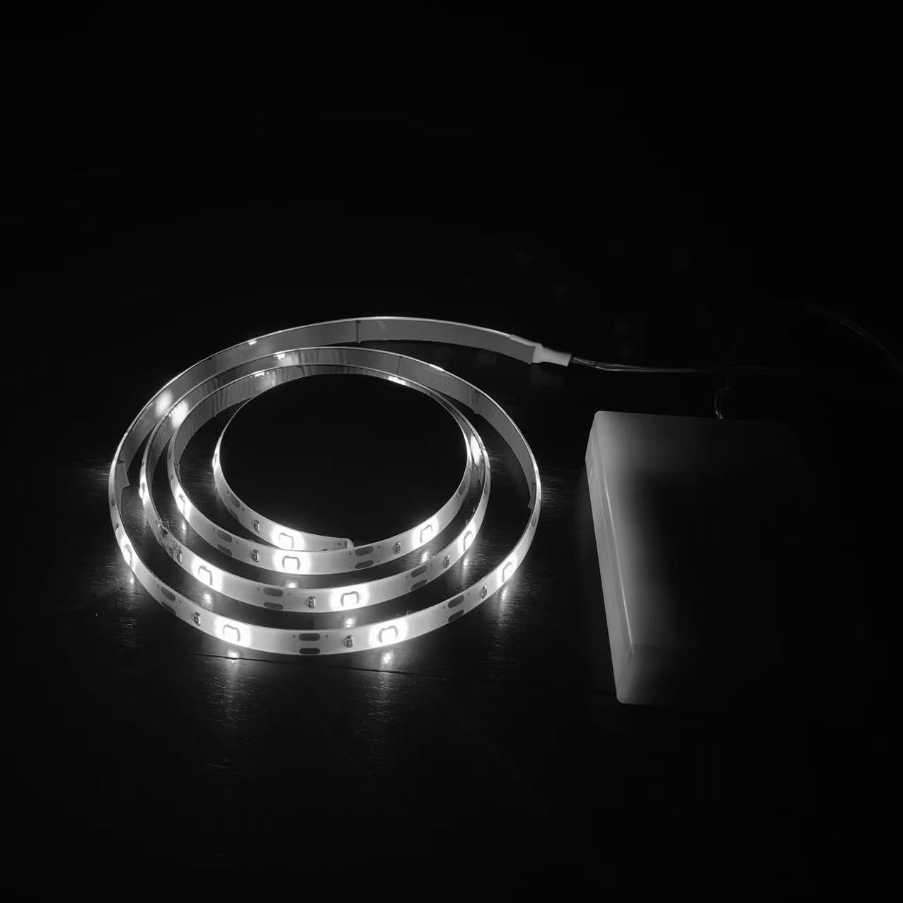 Battery Powered Led Strip Lights White, Self-Adhesive, Cuttable, Waterproof, 3.3FT 30Led Strip Lights for Kitchen Cabinet Cupboard TV Bedroom Decor