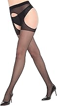 MANZI Crotchless Tights Women Suspender Stockings Sheer Garter Pantyhose 30D
