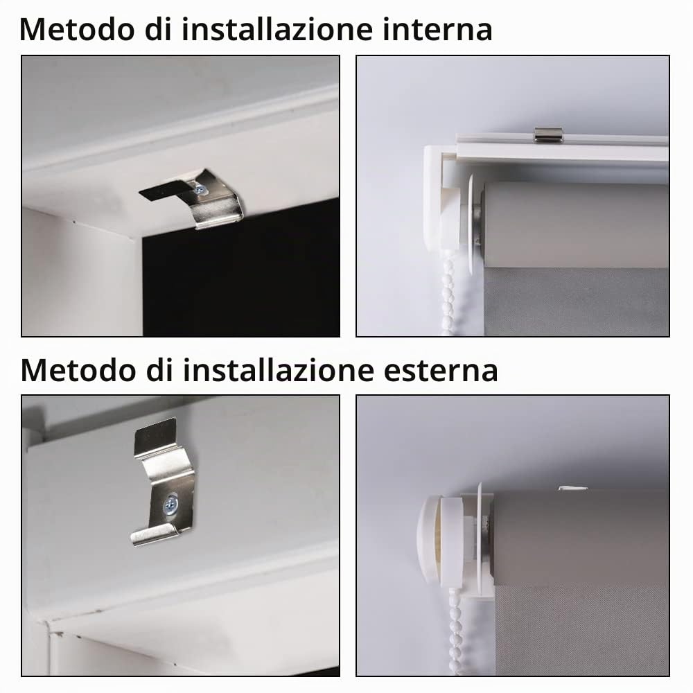 SMONTER Tenda avvolgibile in tessuto impermeabile al 100% oscurante, isolante termico, protezione UV, per camera da letto, facile da installare, 112 cm di larghezza x 200 cm di lunghezza (grigio)