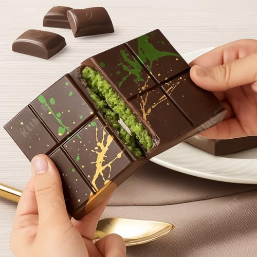 Image of KLIMET Deep Silicone Chocolate Bar Mold | Large & Thick Candy Bar Mould for Stuffed Chocolate | Big Mold for Knafeh, Pistachio, Dubai-Style Bars | (Pack of 1)