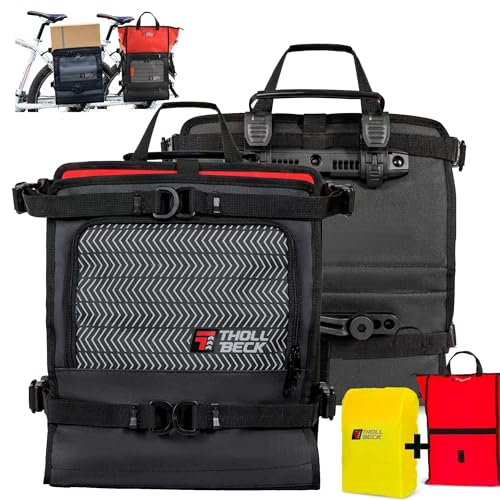 THOLLBECK 2 in1 Transportbox Fahrrad Shopper Tasche - der ALLESKÖNNER - Big X für Gepäckträger - Allrounder Fahrradtasche auch für E-Bike - wasserdicht mit Reflektoren