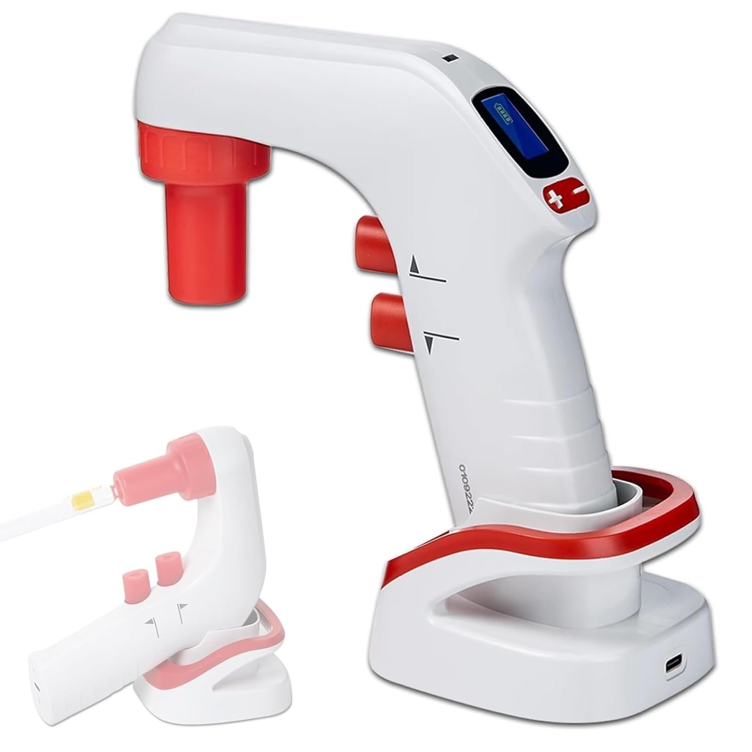 Controlador de pipeta eléctrico, pipeta electrónica de laboratorio de 0,1 a 100 ml con pantalla digital, soporte recargable, 6 velocidades ajustables para aplicaciones biológicas y químicas