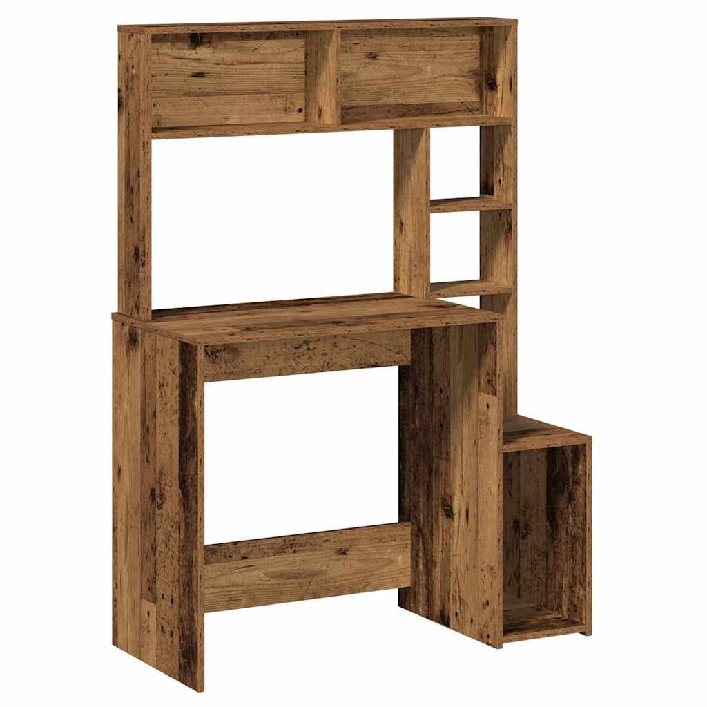 Scrivania con Ripiani 100x45x140cm Truciolato Effetto Legno | Tavolo studio per ufficio e soggiorno con ampi scomparti rialzati e stabili ripiani portaoggetti in legno ingegnerizzato.