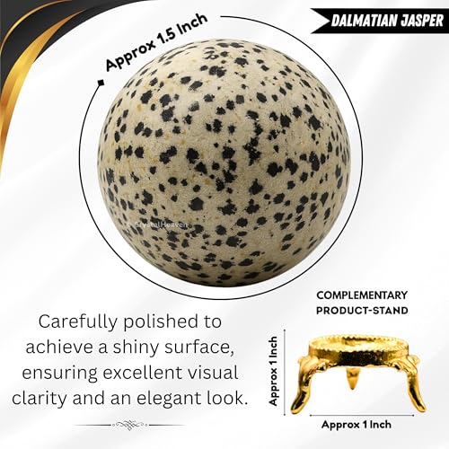 Image of Certified Dalmatian Jasper Crystal Ball for Meditation - Premium Crystal Vastu Items for Home and Feng Shui Items for Good Luck - Ideal for Pooja Supplies and Spiritual Practices (1.5 inch Inch)