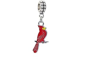 Dangle Red Cardinal Bird Charm Bead for Bracelets (or Necklaces)