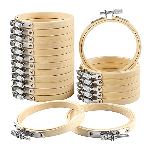 Caydo 20 Pieces 3 Inch Bamboo Embroidery Hoops Round Wooden Circle Cross Stitch Hoop Round Ring For Art Craft Handy Sewing #TOP7