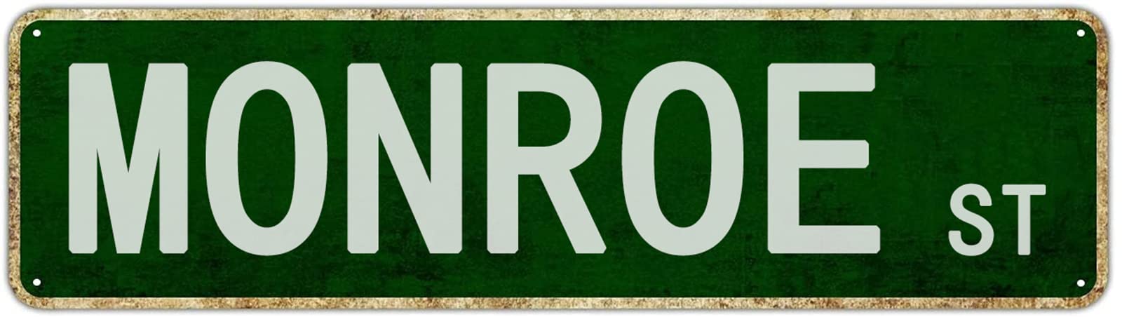 Metal Sign Monroe Street Vintage Signs Retro Tin Signs Aluminum gifts Sign for Home Living Room Garden Wall Yard Pub Club Decor 4x16 Inches