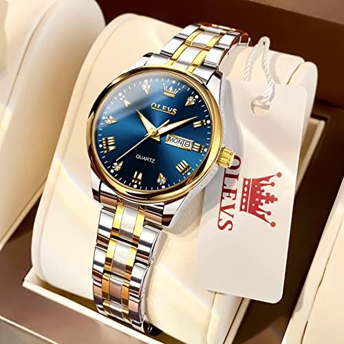 OLEVS Women Watches Business Dress Female Ladies for Small Wrist Watch Gold Silver Tone Stainless Steel Band Analog Quartz Day Date Waterproof Lady Watches