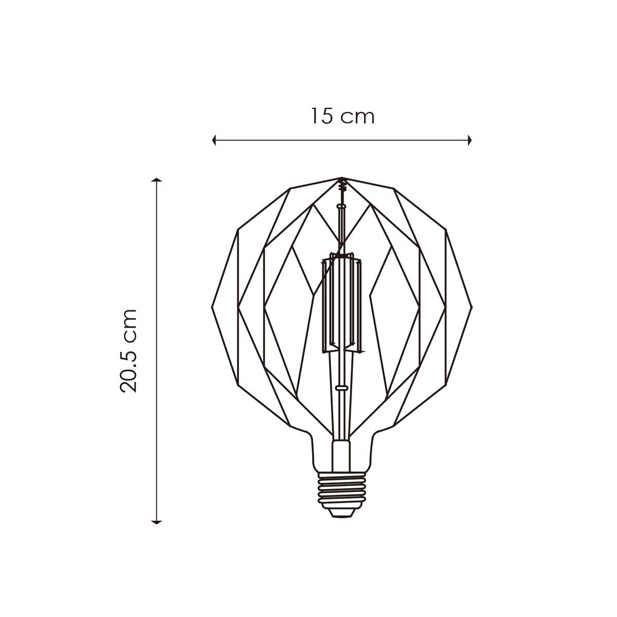 Home Sweet Home Edison Vintage E27 | fonte luminosa LED filamento Globe | G150 Crystal lampada LED | Fumo | Dimmerabile | 4W 100lm 1800K | luce bianca calda | Adatto per attacco E27