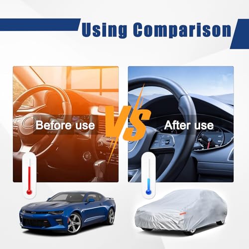 Kayme 6 Layers Car Cover Custom Fit for Chevrolet Chevy Camaro (2010-2025) Waterproof All Weather for Automobiles, Outdoor Full Cover Rain Sun UV Protection.Sliver by kayme - Image 4