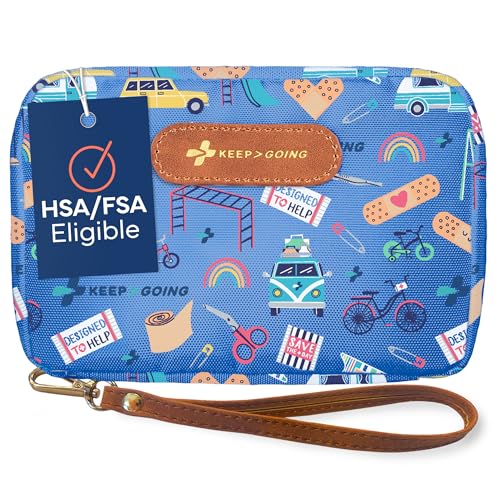 KeepGoing Travel First Aid Kit for Kids – 130 Pc. for Car, Home, Purse, Diaper Bag & Backpack with Latex-Free Bandages - Mini First Aid Kit Travel Size TSA-Approved