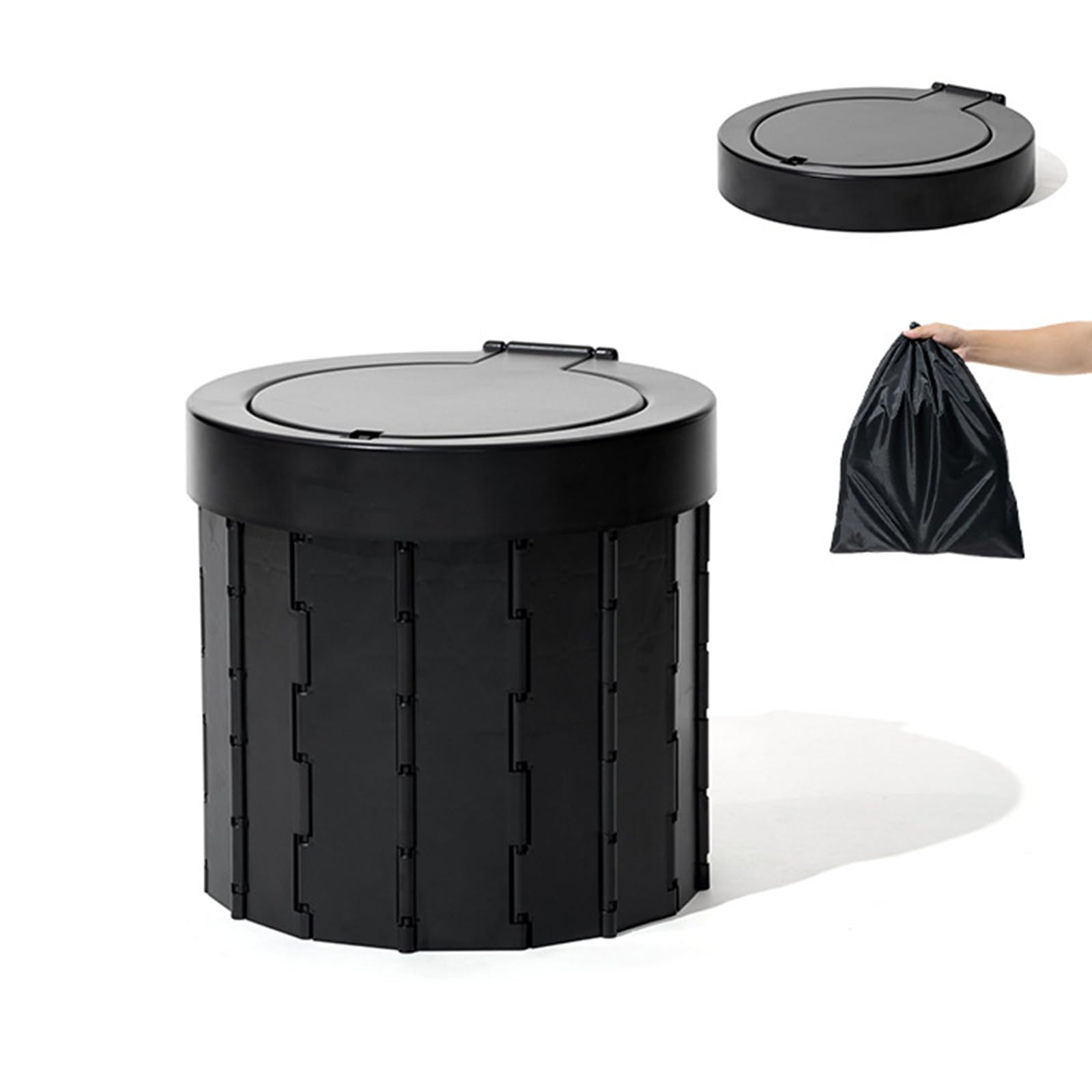 Campingtoilette Camping WC Faltbar Mit 1 Rollen Biologisch Abbaubaren Müllbeutel Klapptoilette Mobile Notfall Trockentoilette Für Wandern Camping Reisen Stau