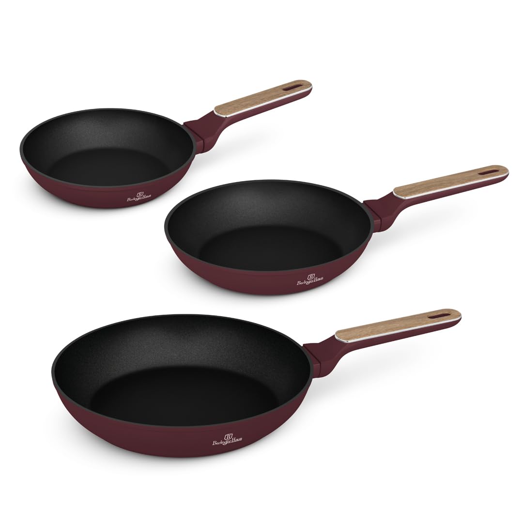 Berlinger Haus Juego de Sartenes Antiadherentes 3 Piezas, Aluminio Forjado con Revestimiento TitanPro, Inducción Turbo, Mango Ergonómico, Apto para Todas las Cocinas, Colección Leonardo Nordic