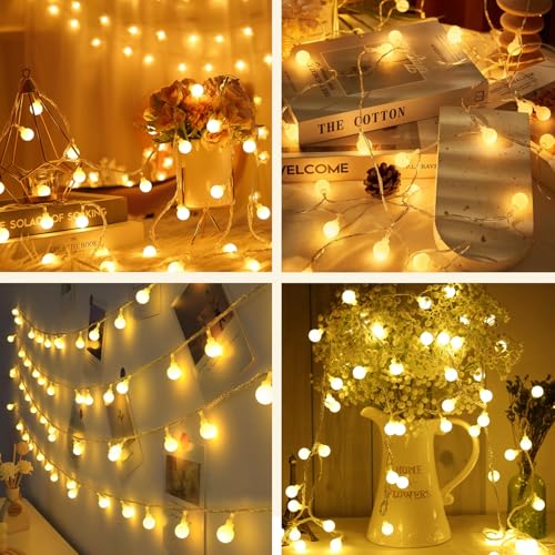 taiyongkang Lichterkette Batterie mit USB 13M 100LEDs Warmweiß Außen Innen Fernbedienung 8 Modus Wasserdicht Weihnachtsbeleuchtung für Hochzeit Wohnzimmer Camping