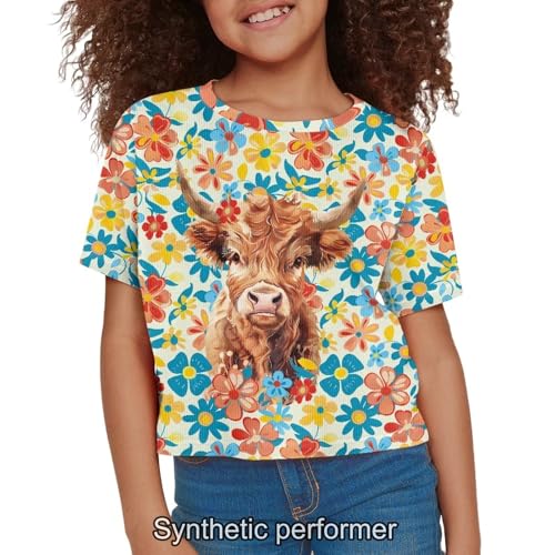 Image of 4th of July Shirt for Girls 7-8 Years US Flag Crop Tops Kids Outfit Independent Day Graphic Tee-