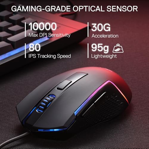 Image of Redragon S151 Gaming Keyboard & Mouse Combo, 104 Keys K525 Wired RGB Membrane Keyboard and 10000 DPI Wired M616 Gaming Mouse Bundle