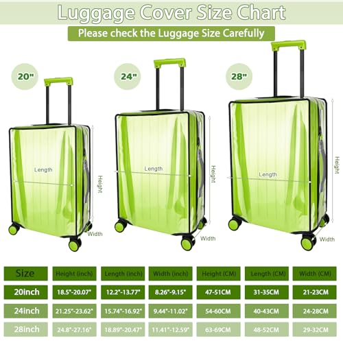 3 Pieces Luggage Cover, Thickness Clear Suitcase Covers for Luggage, 20" 24" 28" PVC luggage cover protector Waterproof Dustproof Anti-scratch2