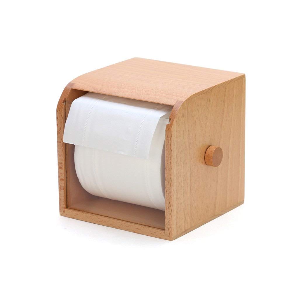 HLTYGWX Uchwyt na papier toaletowy-pudełko na ręczniki papierowe Drewniany uchwyt na rolkę papieru toaletowego, łazienkowy uchwyt na papier toaletowy