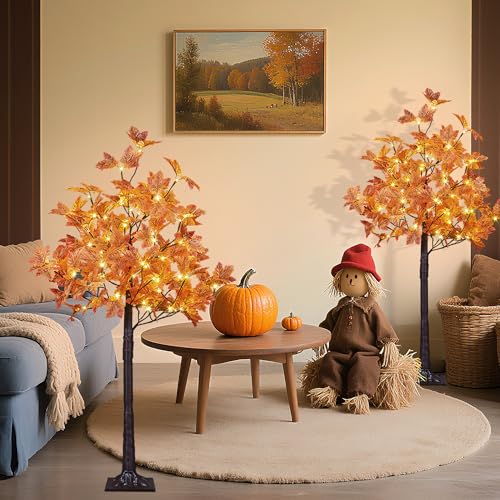  2PCS 4FT 144LED(72LED Each) Artificial Lighted Maple Tree - image 1