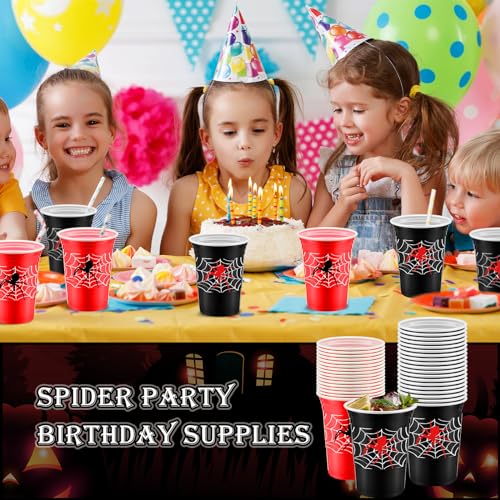 Norme 48 Pcs Spider Party Supplies Bulk 16 oz Spider Thick Plastic Disposable Cup Hot Cold Drink Wine Coffee for Home Sports Themed Holiday Party Supplies Favors - Image 6