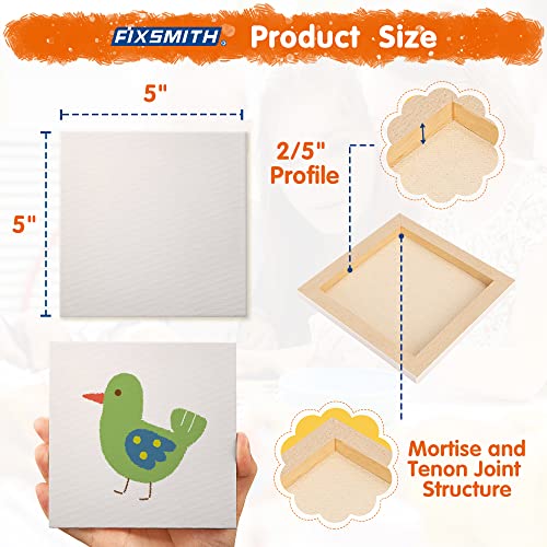 Image of FIXSMITH Mini Stretched Canvas for Painting - 24 Pack 5 x 5 Inch, 2 /5 inch Profile Small Square Canvases, 100% Cotton Little Blank Canvas, Home Decor Project,Art Supplies for Acrylic Oil Painting