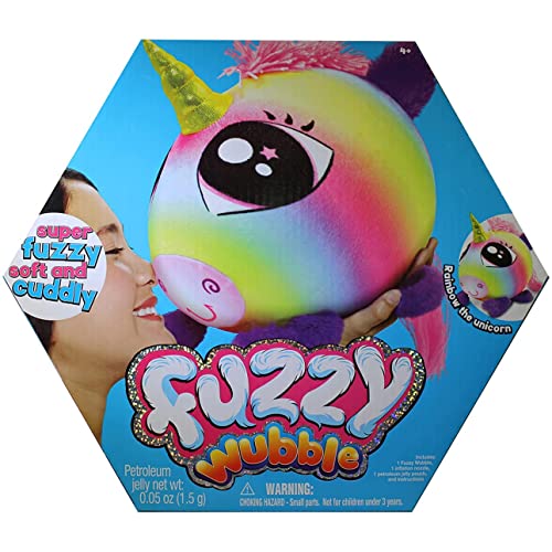Fuzzy Wubble Rainbow The Unicorn, Soft, Fuzzy Plush Animals on The Outside, Wubble Balls on The Inside, White, One_Size (RXZER235)