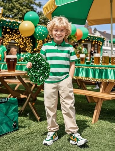 COSLAND Boys' Striped Polo Shirt, Cotton Short Sleeve Shirt, X-Small-Large3