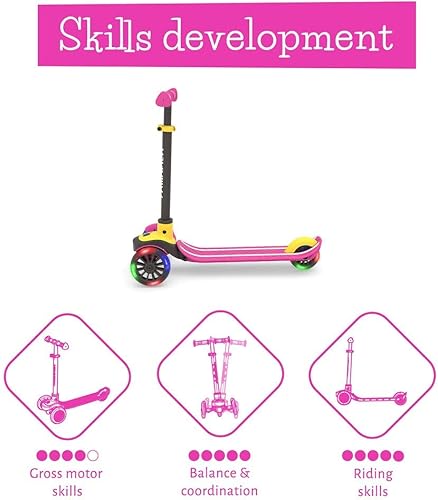 Miniatura 8 de Chillafish Scotti Glow 3-Wheel Lean-to-Steer Scooter with Light-up Wheels, twintip Antislip Deck and Integrated Brake, Adjustable Height Handlebars,