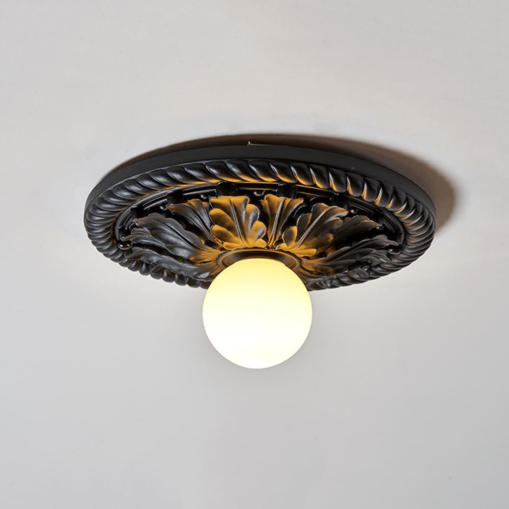 HXYSXHJUO French Style Ceiling Light Vintage Resin Flush Mount Lamp Round Small Chandelier, Antique Hallway Lighting Fixture G9 Close to Lights for Entryway Corridor