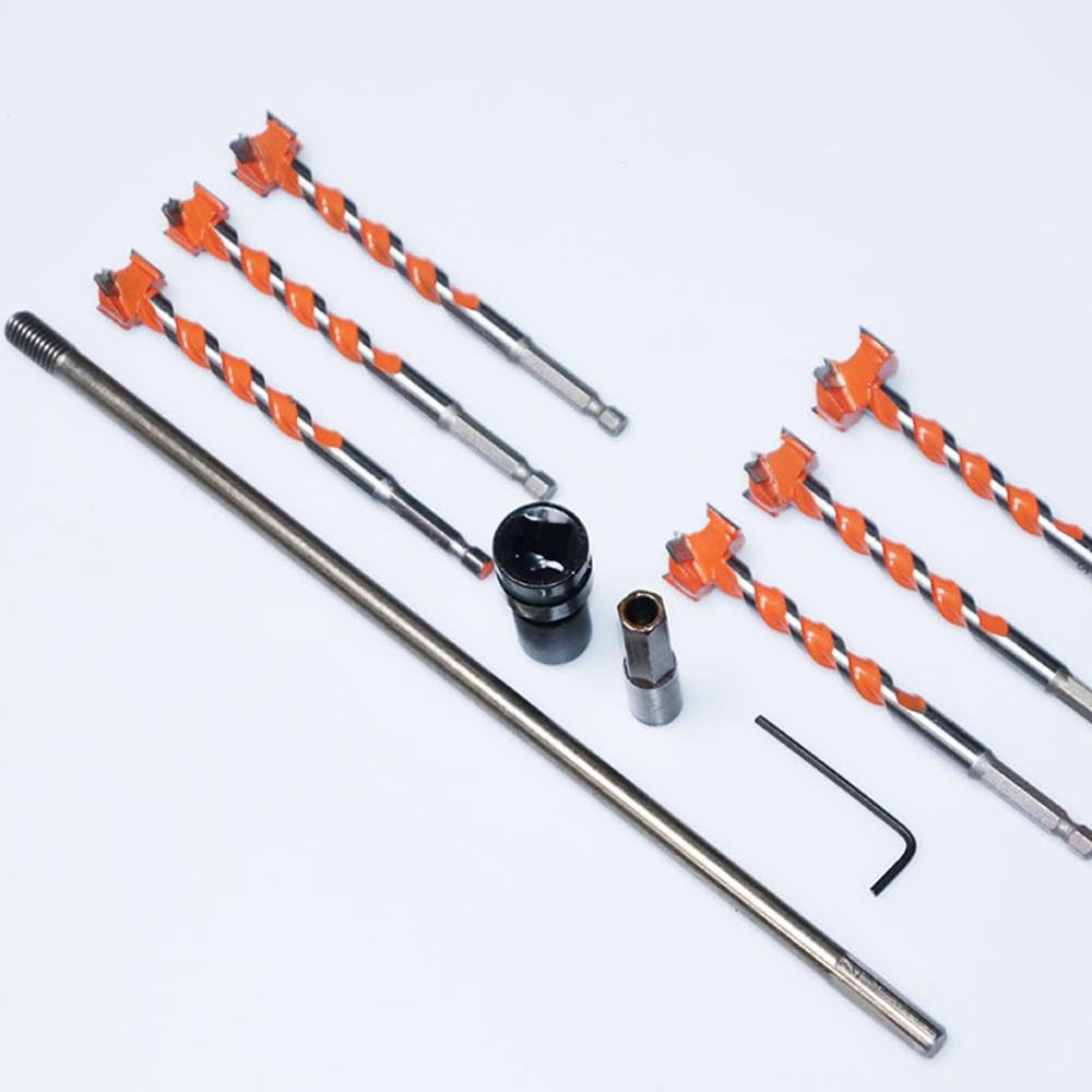Juego de 10 brocas Countersink para madera, interruptor de madera, fregadero, llaves hexagonales, taladros para trabajar la madera, color naranja