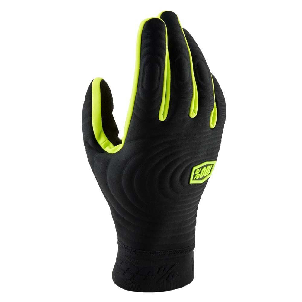 100% BRISKER Xtreme Gants Noir/Jaune Fluo - M